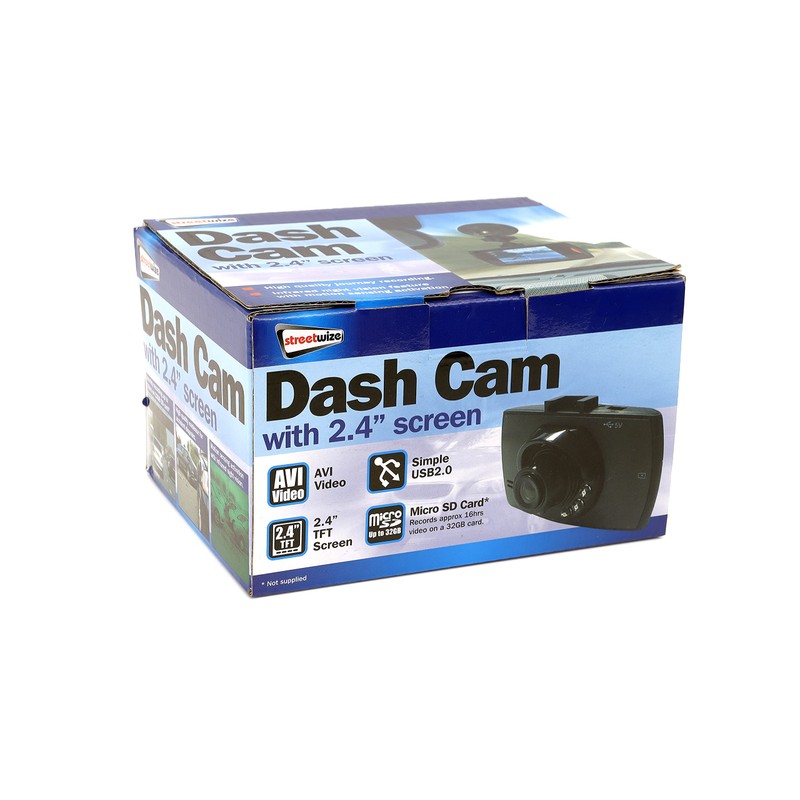 Streetwize SWREC9 In-Car Digital Dash Cam, Integrated Monitor, 2.4” Screen,