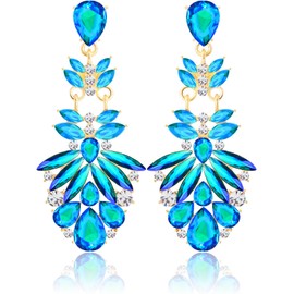 68 aretes colgantes de vidrio para mujer, joyería de disfraz de Glod de 14 quilates, Oro amarillo, cristal