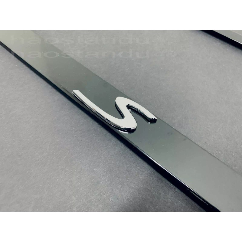 License Plate Frame Shop 1x "S" 3D Emblem BLACK Stainless
