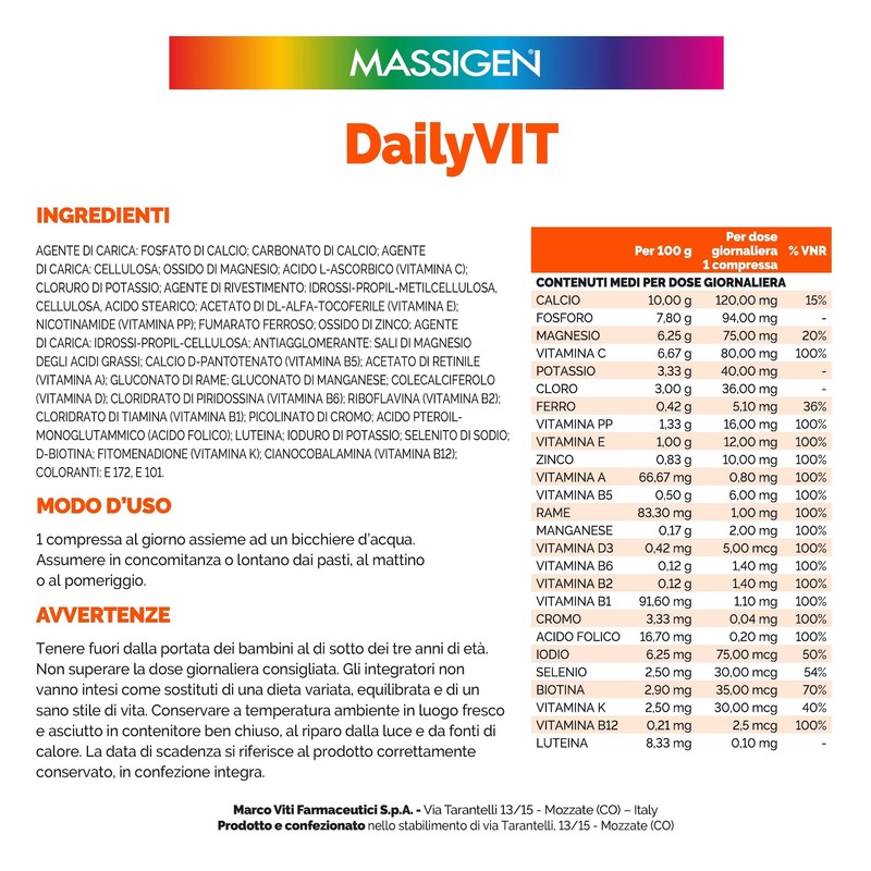DailiVIT+ - Integratore Multivitaminico, con 13 Vitamine e 9 Minerali,