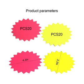Pack of 40 Price Tags, 8 x 11 cm Fluorescent Signs, Price Labels Signs, Sales Sign, Starburst Sign Price Label, for Supermarkets, Shop, Shop Party (Yellow and Pink)