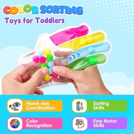 Felly Color Sorting Toys for Toddlers, 2 pcs Sensory Fidget Toys for Autism & Fine Motor Skills, Montessori Math Matching Educational Toys for Kids Boys Girls for Kids Boys Girls 3 4 5 Years Old