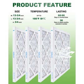BOOGUAN 14x14x1 MERV 8 Furnace Filters Pleated HVAC AC Furnace Air Filters | 4-Pack