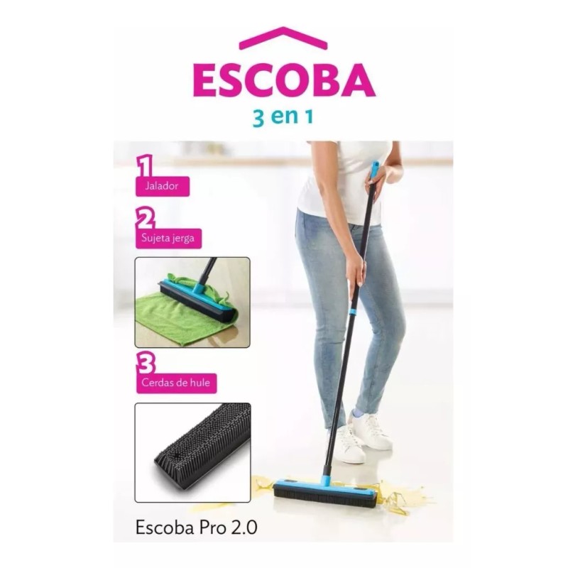 Betterware Escoba Pro 3 En 1 Cerdas De Hule Con