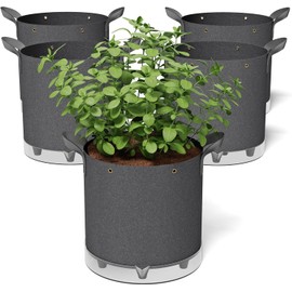 Patigrow Self-Watering Grow Bags, 5-Pack 3 Gallon 420G Thick Nonwoven Fabric Pots with Reinforced Handles and Multi-Purpose Rings, for Low Stress Plant Training Fruits, Vegetables,and Flowers