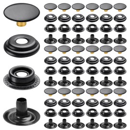 Elesunory 75 Set Metal Snap Fastener Kit, 15mm Leather Snaps, Sew-on Snap Buttons, Snap Button Press Stud Cap for Fabric Bag Coats Clothes Jackets Jeans