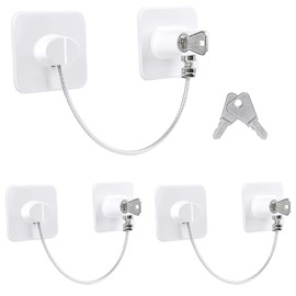 Niviy Pack of 3 Drawers, Child Lock, Fridge Lock with Key, No Drilling, White Cupboard Child Lock for Washing Machine, Wardrobe, Fridge, Window, Protects Children and Pets