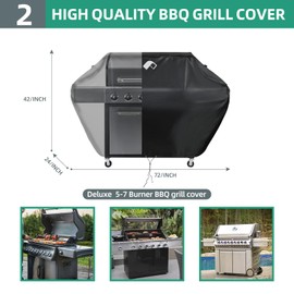 PALON Waterproof BBQ Grill Cover 72-Inch, Heavy Duty Outdoor Gas Grill Covers, with Drawstring Barbecue Covers for Weber Char-Broil Brinkmann Nexgrill and More, All Weather Barbecue Grills Protector