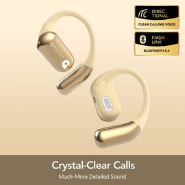 Mfish Open-Ear Headphones, Open-Ear-Earbuds Wireless Bluetooth, Waterproof Bone Conduction Over-The-Ear Headphones, Impactful Sound with Adaptive Bass Boost, Comfortable Fit Running Headphones, Yellow