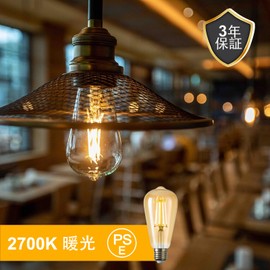 POWROL Edison Bulb, LED E26 Base, Bulb, 60W Equivalent, 6W Bulb Color, 2700K, 720lm, Wide Beam Omnidirectional, Edison ST64 Bulb, Amber Glass, Golden Vintage, PSE Certified, Ceiling Pendant, Stand,