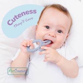 ArtCreativity Bunny Teethers for Baby - Set of 2 Teething Rings - Silicone Baby Teething Toys - Easter Basket Stuffers for Babies - Soft Fidget Easter Infant Gift - Teethers for Boys and Girls