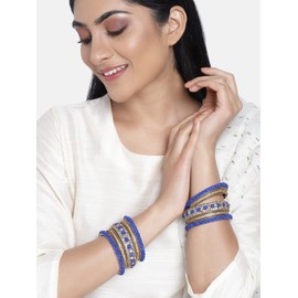 Aheli Ethnic Bangles Chudha Set Stone Studded Bangle Set Indian Wedding Wear Fashion Jewelry Gift for Women Blue