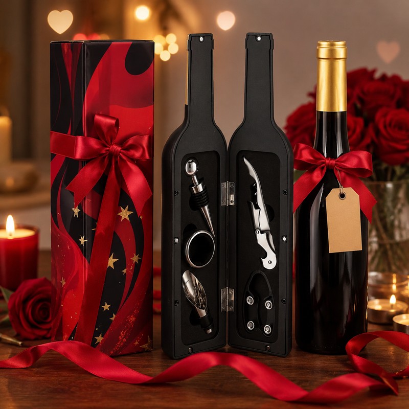 5-Piece Wine Accessory Set for Home Bars – Bottle-Shaped Corkscrew