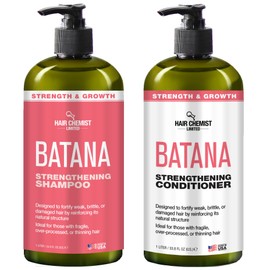 Hair Chemist Batana Strengthening Shampoo & Conditioner 33.8 oz. (2-PC SET) - Batana Shampoo and Conditioner for Hair Growth, Thickening and Strength