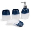Ceramic Bathroom Accessories Set of 4 Gradient White and Blue
