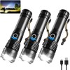 UUYEE 3Pack Rechargeable Flashlights High Lumens, Super Bright Flashlight, 5Modes