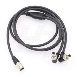HangTon Power Cable Hirose 4 Pin Male to 2 x Right Angle Locking DC Barrel for Zaxcom QRX100 Lectrosonic SRc Receiver and Atomos 7'' Monitor 1m (2xdc-4pin)