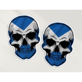 2 x 10cm Scottish Skull Stickers - Scotland Flag Travel Holiday Pirate Funny Kids Girls Boys Men Women Scrapbook Sticker #82044