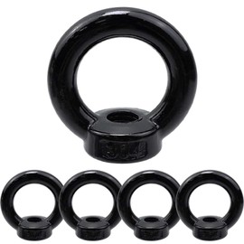 ORTAVA Pack of 5 Ring Nuts M6, Eyelet Nut Stainless Steel Eye Nut, Ring Eyelets M6, Stainless Steel A2 V2A, Black Oxide, for Hanging and Fixing