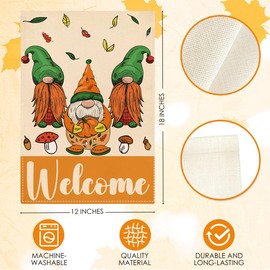 Fall Welcome Garden Flag Autumn Gnomes Garden Flag 12x18 Inch Double Sided Fall Maple Leaf Thanksgiving Flags for Yard Front Porch Patio (Flay 2103)