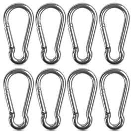 8 PCS M4 x 1.57 Inch Spring Snap Hook Carabiner, 304 Stainless Steel Snap Hook Heavy Duty Carabiner Clip for Hammock Swing Set Outdoor Travel Camping Fishing Hiking