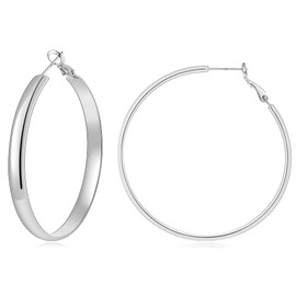 Gacimy Gold Hoop Earrings for Women, 14k Real Gold Plated with 925 Sterling Silver Post, Hypoallergenic Lightweight Thick Gold Hoops Earrings for Women Trendy, 30MM, Brass White Gold Sterling Silver,