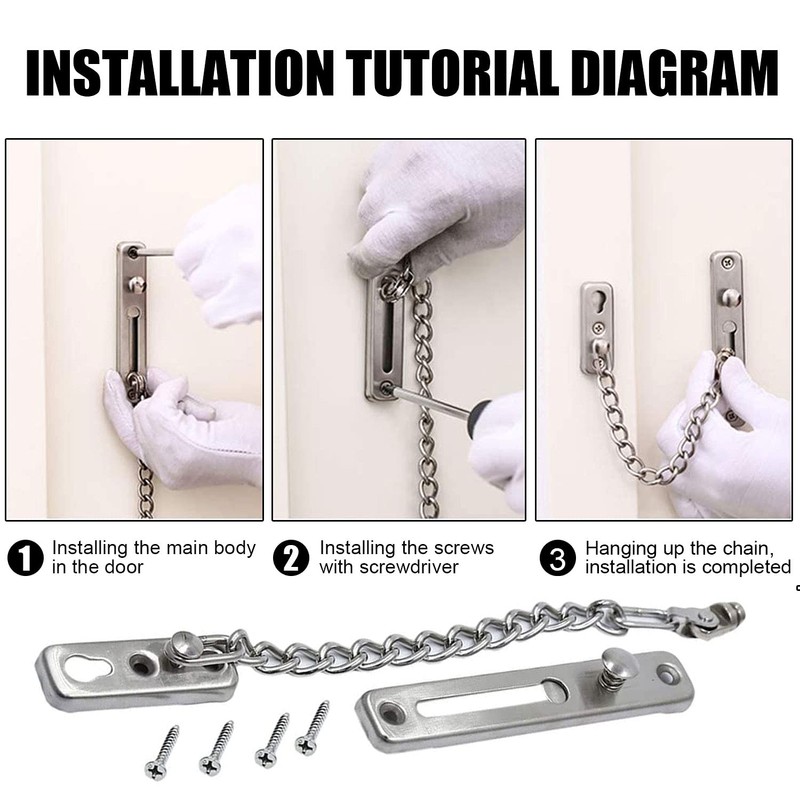 HLOMVE Sliding Chain Door Guard Lock with Security Spring Anti-Theft