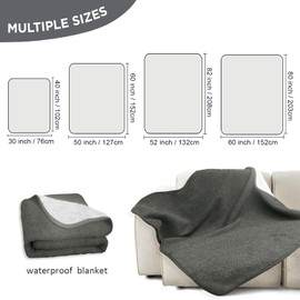Vciveo Waterproof Blanket, Throw Blanket for Bed Intimacy Squirt Pleasure, Large Dog Pet Blankets Couch Sofa Protector, Blanket for Adults Dogs Cats, Water Resistant Pee Stain Proof, Gray, 52" x 82"