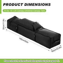 Dansydaisy 1680D 10x20 Pop up Canopy Tent Roller Bag with 3 Handles, Heavy Duty 10x20 Canopy Bag with Wheels, Universal Wheeled Tent Storage Replacement for Outdoor, Black