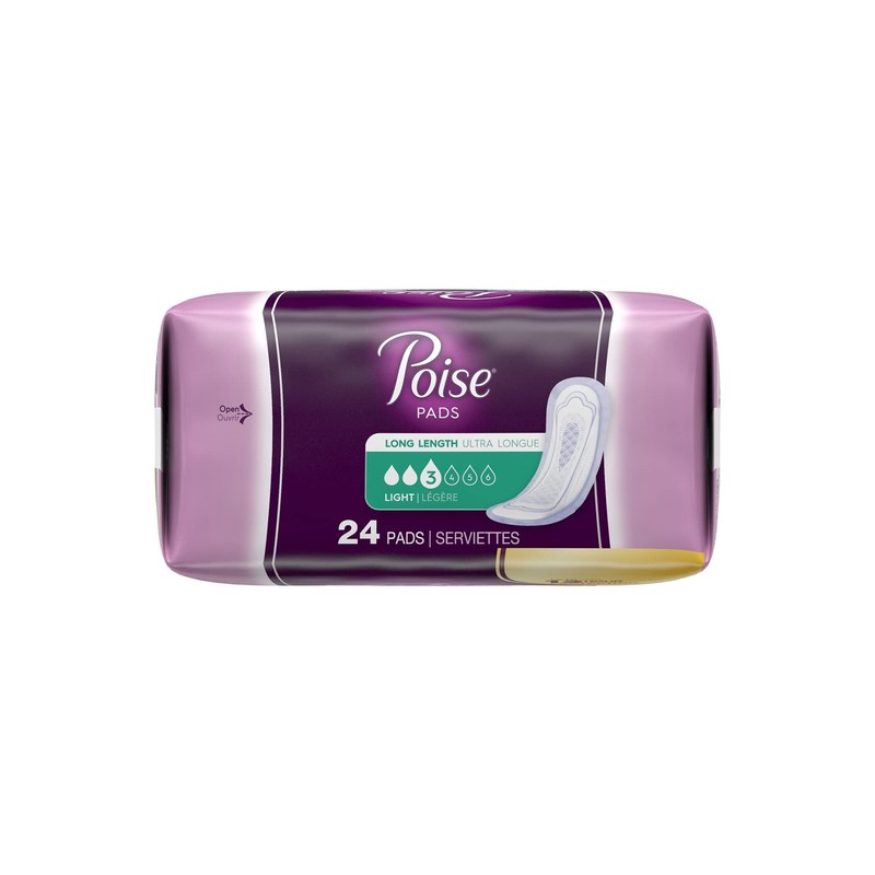 Poise Ultra Thin Pads Long Length Light Absorbency 24 Count