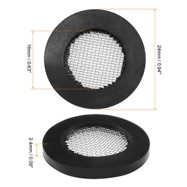 sourcing map Rubber Washers Tap Strainer Shower Head Sealing Ring Mesh Filter 24 mm OD 16 mm ID 2.4 mm Thick Sealing Rings with Stainless Steel Filter for Water Hose Tap