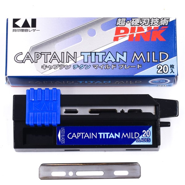 Kai Captain Titan Blades, Compatible with Kai Kasho and Feather Artist Club Razors - A Favorite of Professional Barbers, Silver (Pack of 20)