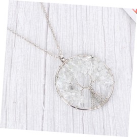 BESPORTBLE Luxury Necklace for Women Natural Crystal Gravel Tree Design Pendant Jewelry Ideal Present for Birthday Wedding Mother's Day