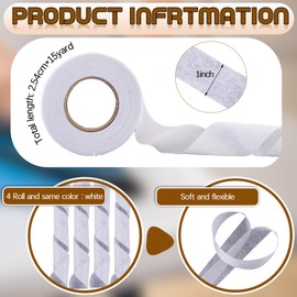Treela 4 Rolls Fusible Batting Tape for Quilting 15 Yards White Seam Tape Fusible Sheer Tape Fabric Fusing Tape Hemming Tape for Christmas Art Quitting Batting Sewing(1 Inch X 15 yd)