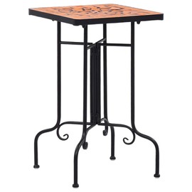TREATLIFE HOME Mosaic Side Table Weatherproof Ceramic Top with Elegant Curved Legs, for Outdoor Use, Terracotta and Black