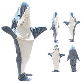 Shark Costume Shark Onesie, Wearable Flannel Shark Outfit Shark Hoodie, Cozy Wearable Blanket Sleeping Bag Shark Blanket Hoodie Portable Blanket for Youth and Children (XL)