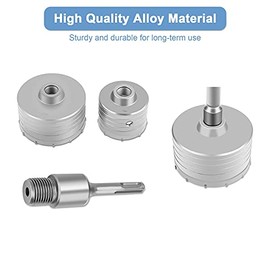Concrete Hole Saw Kit, TCT Core Drill Bits, SDS Plus Bits Grommet Kit for Concrete, Extension Shank Tungsten Masonry Hole Cutters 10-Piece (Drills Diameter: 35mm 40mm 50mm 65mm 80mm 110mm)