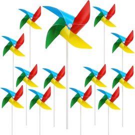 KIMOBER 50PCS 4 Colors Mixed Pinwheels,4 Vane Colourful Plastic Wind Spinners Toy for Kids,Craft Windmill for Home Garden Lawn Indoor Outside Decoration