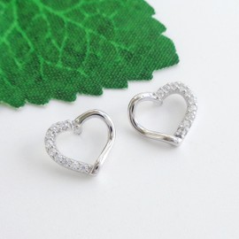 Hiqmic 925 Sterling Silver Heart shaped Hollow out Crystal Zirconia Ear Stud WK90250 Earrings