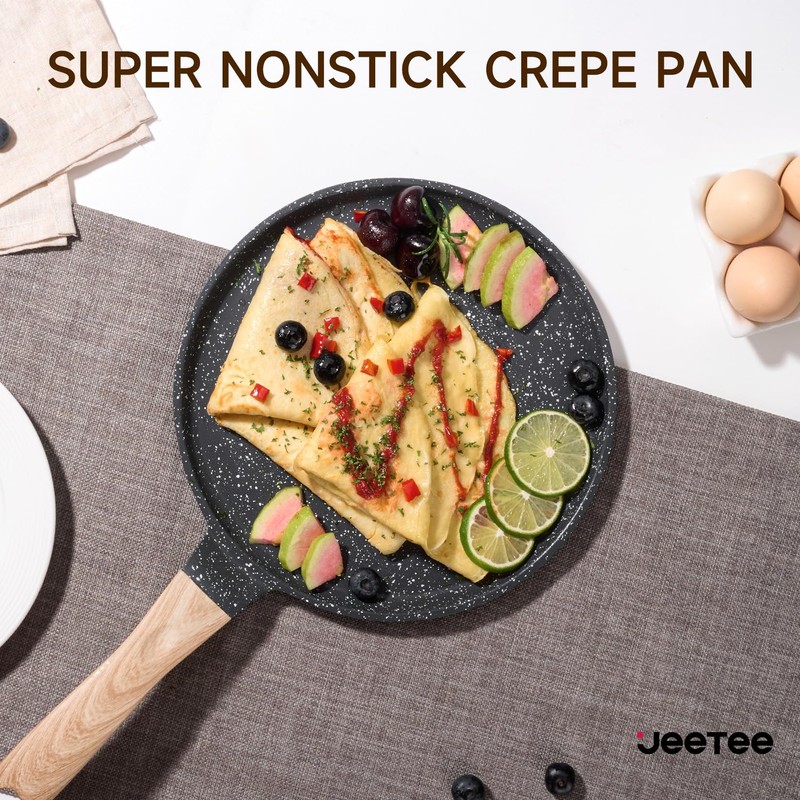 JEETEE Crepe Pan Nonstick, 9.5 Inch Comales Para Tortillas Griddle