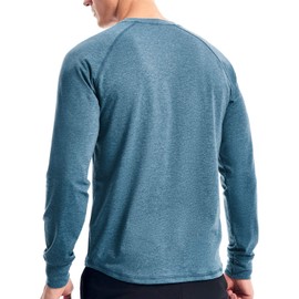 Long Sleeve Henley Shirts for Men(Heather Slate Blue,XL)