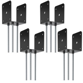 FMhotu 4x4 Concrete Post Base(4 PCS), Deck Post Base Holder Ground Spike for Concrete, Decking Post Brackets with 3 Anchor Rods, Post Base for Pavilion Deck Porch Handrail Railing