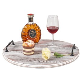 Wooden Lazy Susan for Table Turntable Organizer 18 Inch Large Lazy Susan Vintage Brown Wood Tray for Pantry Cabinet Countertop Serving Tray Round Spins Balanced Spice Rack for Kitchen Dining Room