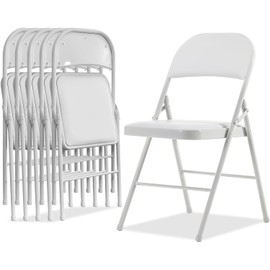 Simpli-Magic Folding Chairs with Padded Cushion and Back, Padded Folding Chairs (6 Pack) for Home and Office, Indoor and Outdoor Events, White