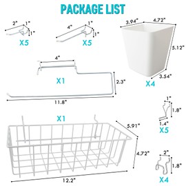 G.CORE 21-Pack Peg Board Organizer Accessories, Pegboard Accessories with Baskets Cups Hooks - 1/8" & 1/4" Peg Wall Tool Organizers, Utility Holders & Hangers for Garage Craft Workbench Kitchen Office