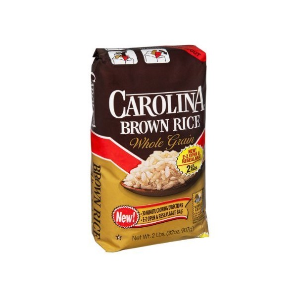 Carolina Natural Long Grain Brown Rice 2 lbs (Pack of 12)