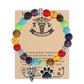 WSNANG Veterinarian Gift Veterinary Technician Charm Bracelet Veterinary Charm Veterinary Student Graduation Gift (CA Veterinarian C-bead)