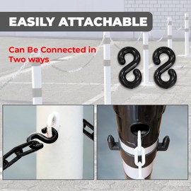 Berry 5 Meter 6MM Plastic Chain - Black & White | Durable Plastic Chain Link with 2 Connector Hooks | Safety Barrier Chain for Construction, Road Safety, Caution Signs, Parking Chains, Crowd Control