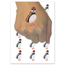 Stud Puffin Bird Temporary Tattoo Water Resistant Fake Body Art Set Collection - 15 2" Tattoos (1 Sheet)