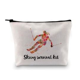 JEFBFBWE Skiing Survival Kit Ski Themed Makeup Bag - Essential for Skiing Survival Fashionable and Portable Beauty Storage Bag Gifts for Skiers Women